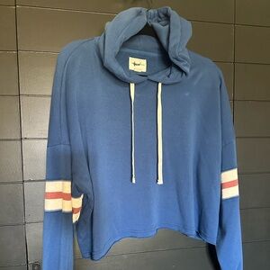 American Eagle Outfitters Navy Hoodie with Cream Drawstrings